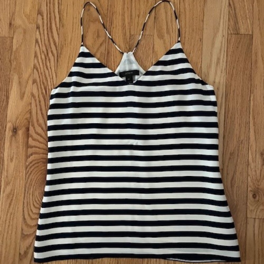 JCrew Flowy Silk Tank - Like New, Blue and white stripped, size 00
